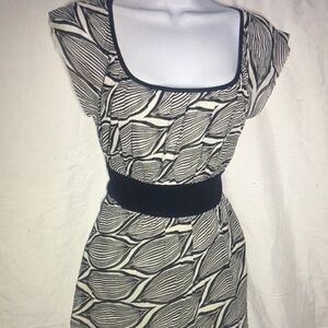 Black and White Leaf Pattern Dress